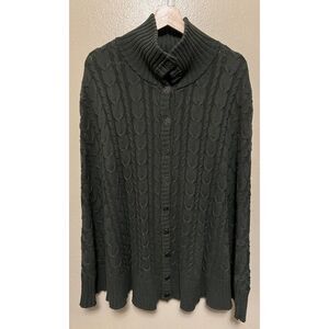 Outlander Hot‎ Topic Green Button Up Cable Knit Cape Shawl Women's Size Plus 2/3